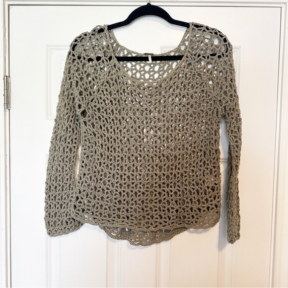 Free People open knit linen sweater. - Picture 1 of 5